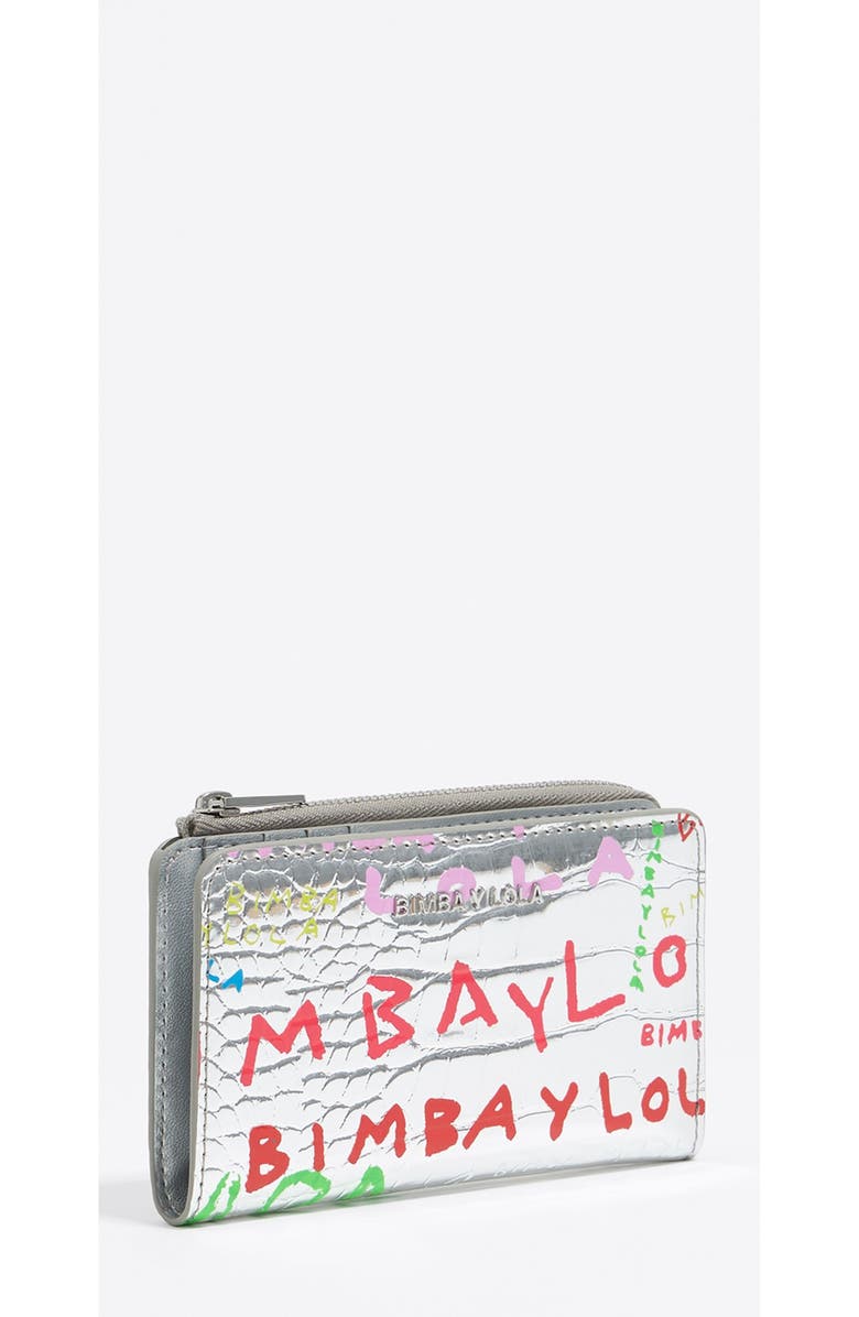 Bimba y Lola Bimba Logo Print Compact Purse, Main, color, Silver