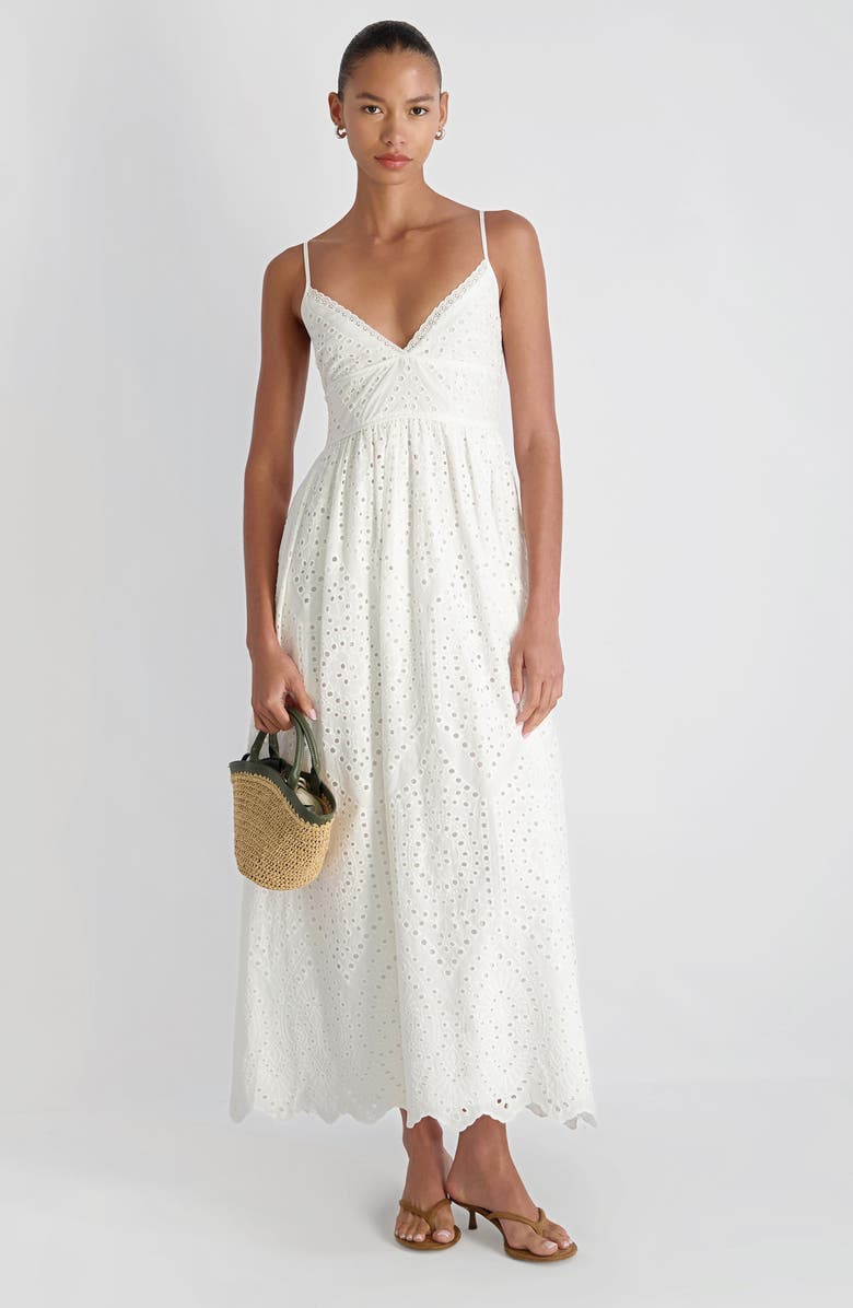 French Connection Trini Eyelet Sleeveless Flared Maxi Dress, Alternate, color, Summer White