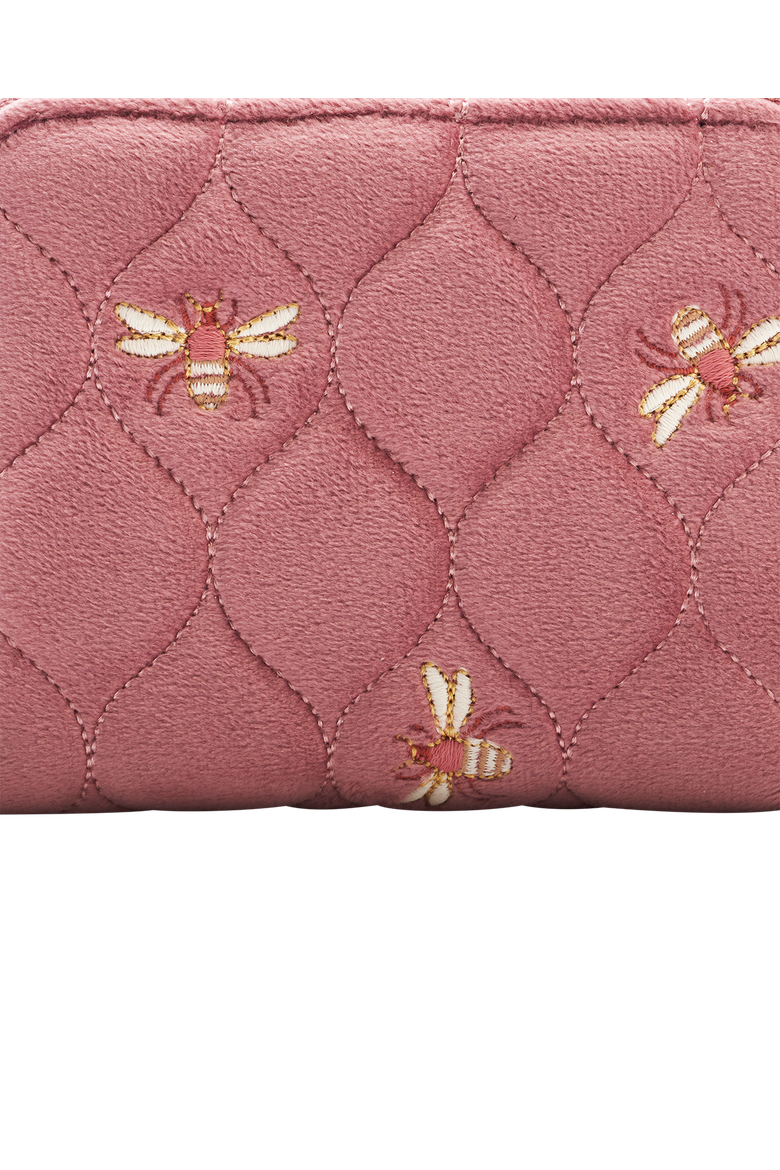 Embroidered Bee Small Wallet, Alternate, color, Rose Pink