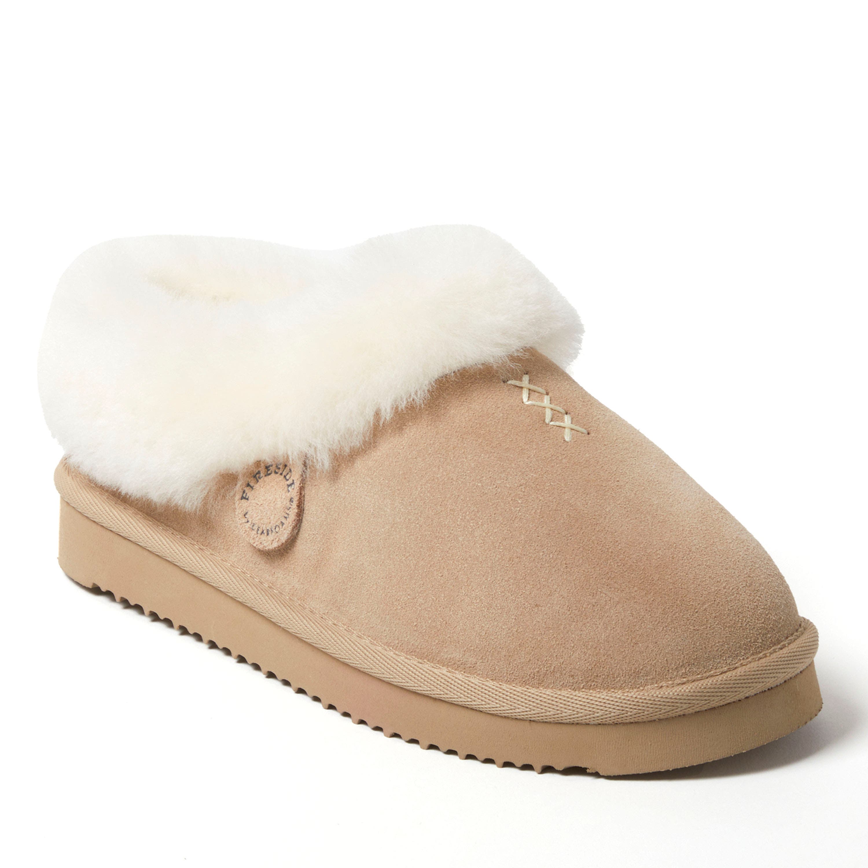 DEARFOAMS Fireside Adelaide Genuine Shearling Clog Slipper, Main, color, Sand
