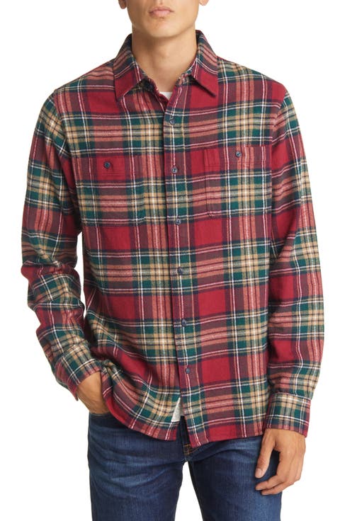 Two-Pocket Long Sleeve Flannel Button-Up Shirt