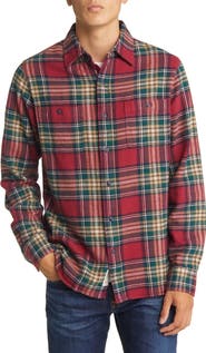 Schott NYC Two-Pocket Long Sleeve Flannel Button-Up Shirt