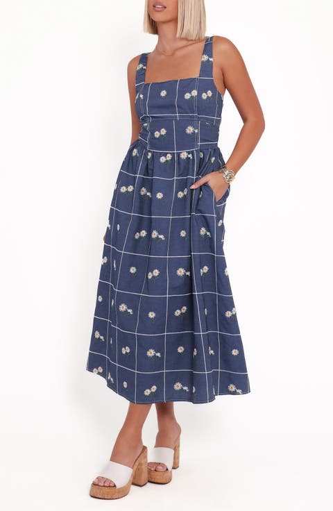 Yolande Embroidered Sleeveless Midi Dress