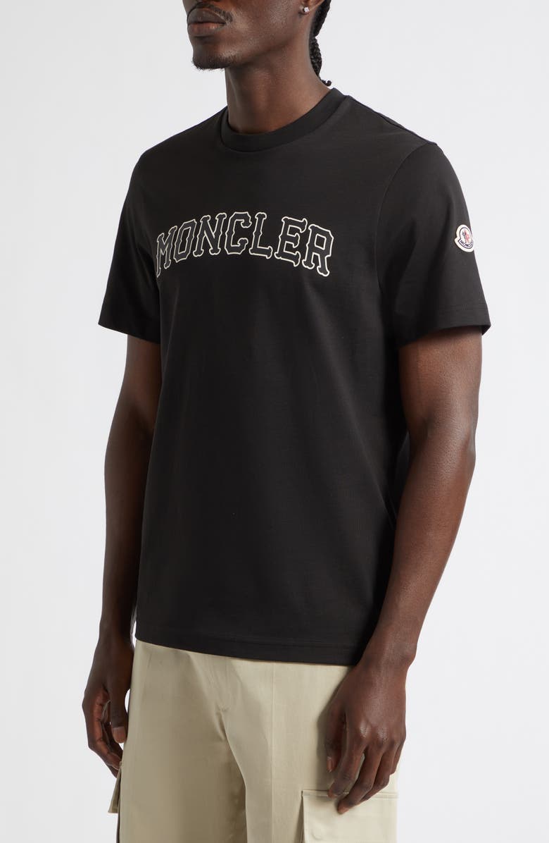 Moncler Logo Patch Graphic T-Shirt, Alternate, color, Black