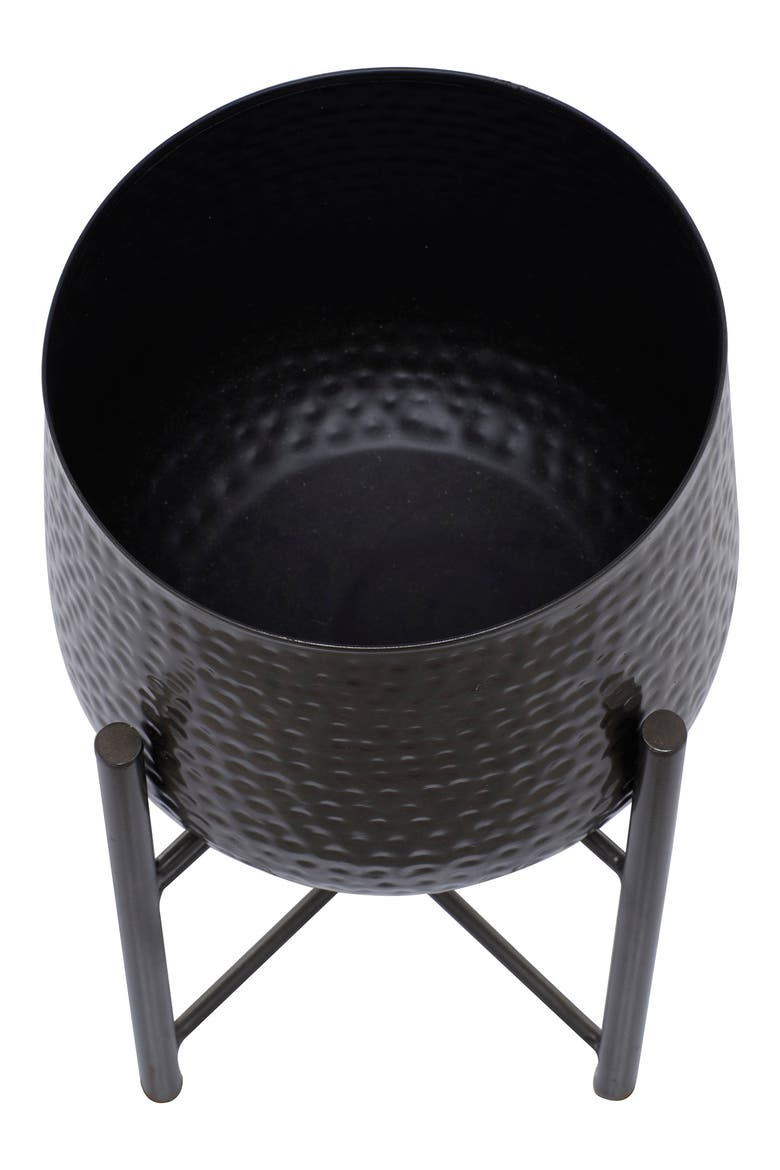 Black Metal Modern Planter with Removable Stand - Set of 2, Alternate, color, BLACK