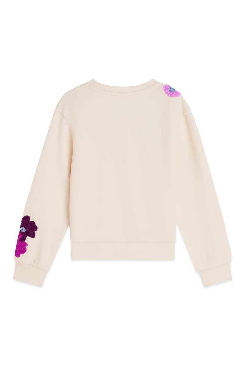 Kids' Flower Appliqué Sweatshirt, Alternate, color, EGGNOG