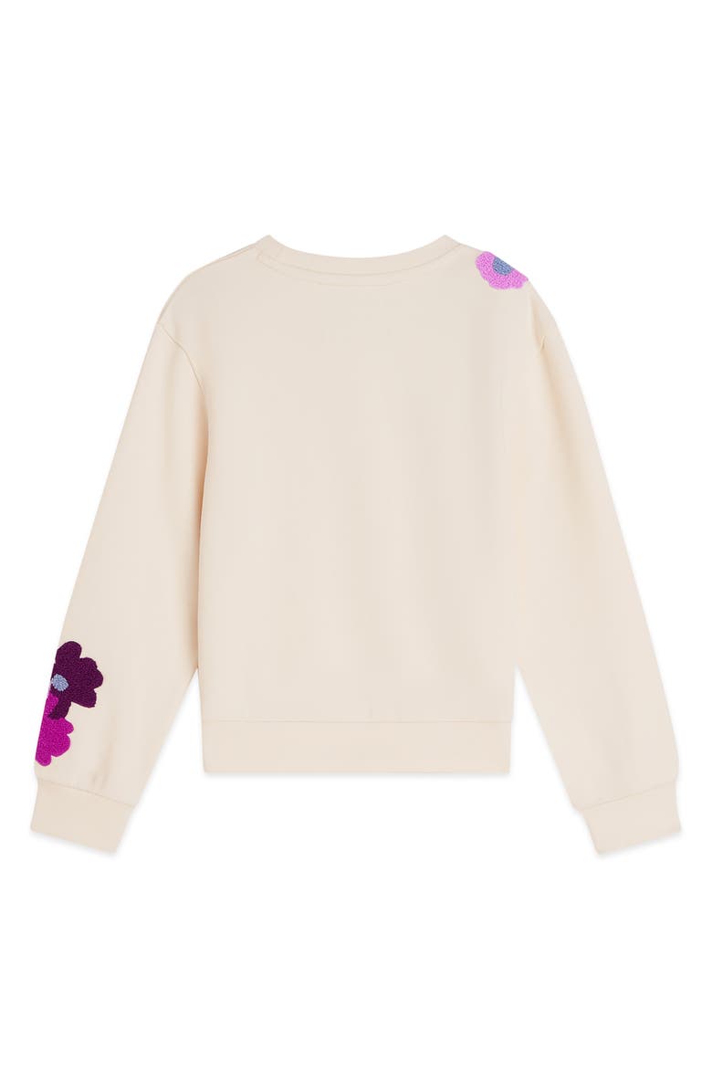 Scotch & Soda Kids' Flower Appliqué Sweatshirt, Alternate, color, Eggnog