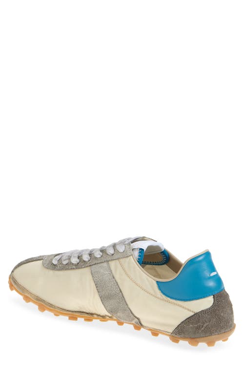 Maison Margiela Sprinters Low Top Sneakers With Dirty Effect In Lemon/white/grey