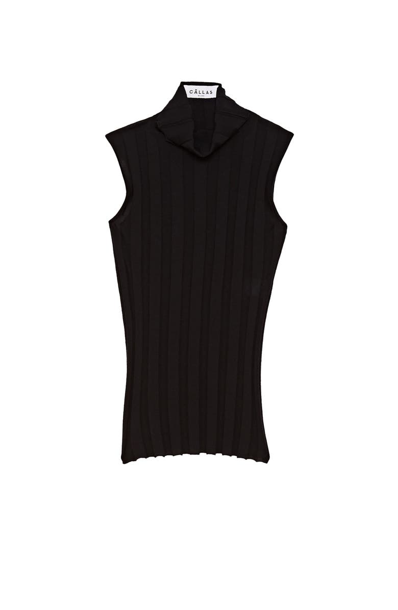 Callas Milano Romy Sleeveless Turtleneck in Merino Wool Rib, Main, color, Black
