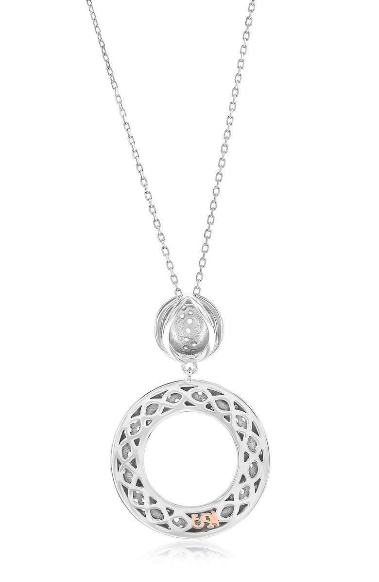 SUZY LEVIAN Pavé Cubic Zirconia Black Enamel Circle Pendant Necklace, Alternate, color, Black