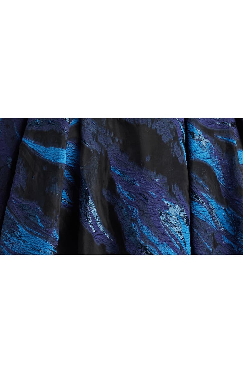 Tadashi Shoji Metallic Swirl Print Strapless Gown, Alternate, color, Navy