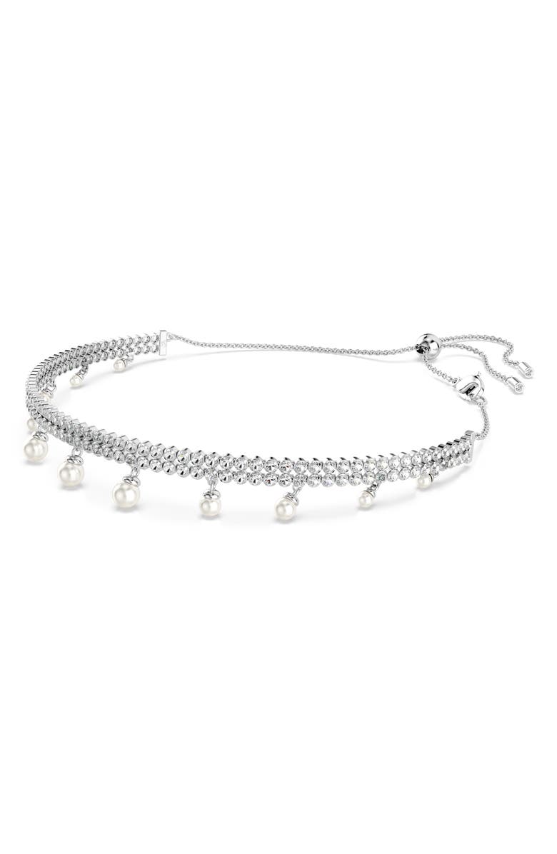 Swarovski x Ariana Grande Crystal & Faux Pearl Choker, Alternate, color, White