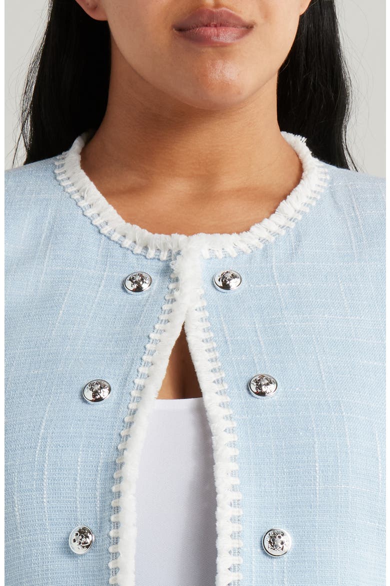 Bouclé Crop Jacket, Alternate, color, ICE BLUE