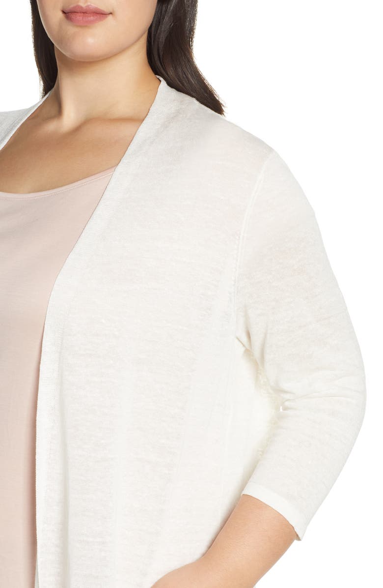 Eileen Fisher Long Organic Linen Blend Cardigan, Alternate, color, 