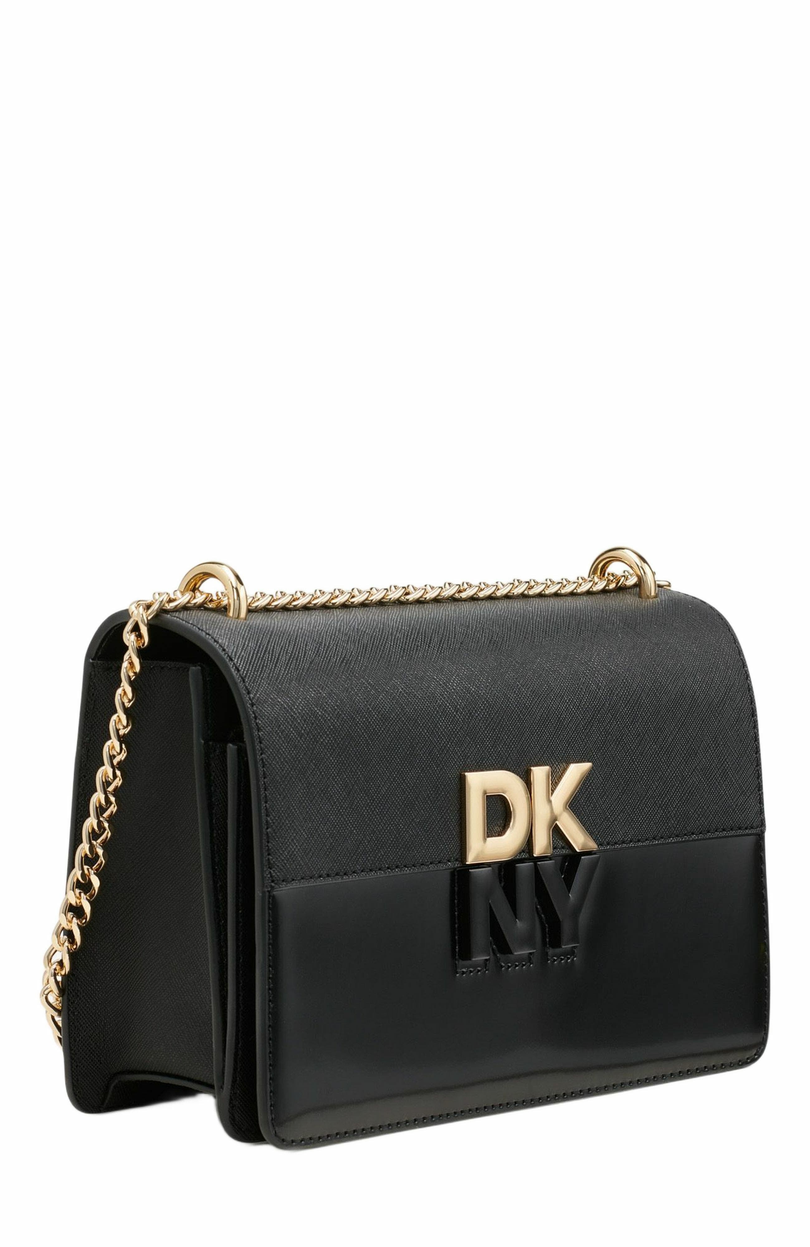 DKNY Echo Small Chain Flap Bag, Alternate, color, Blk/Gold