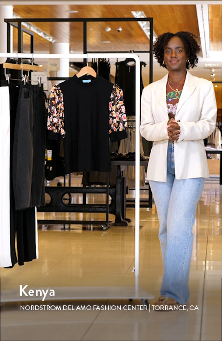 Floral Puff Sleeve Mock Neck Top, sales video thumbnail