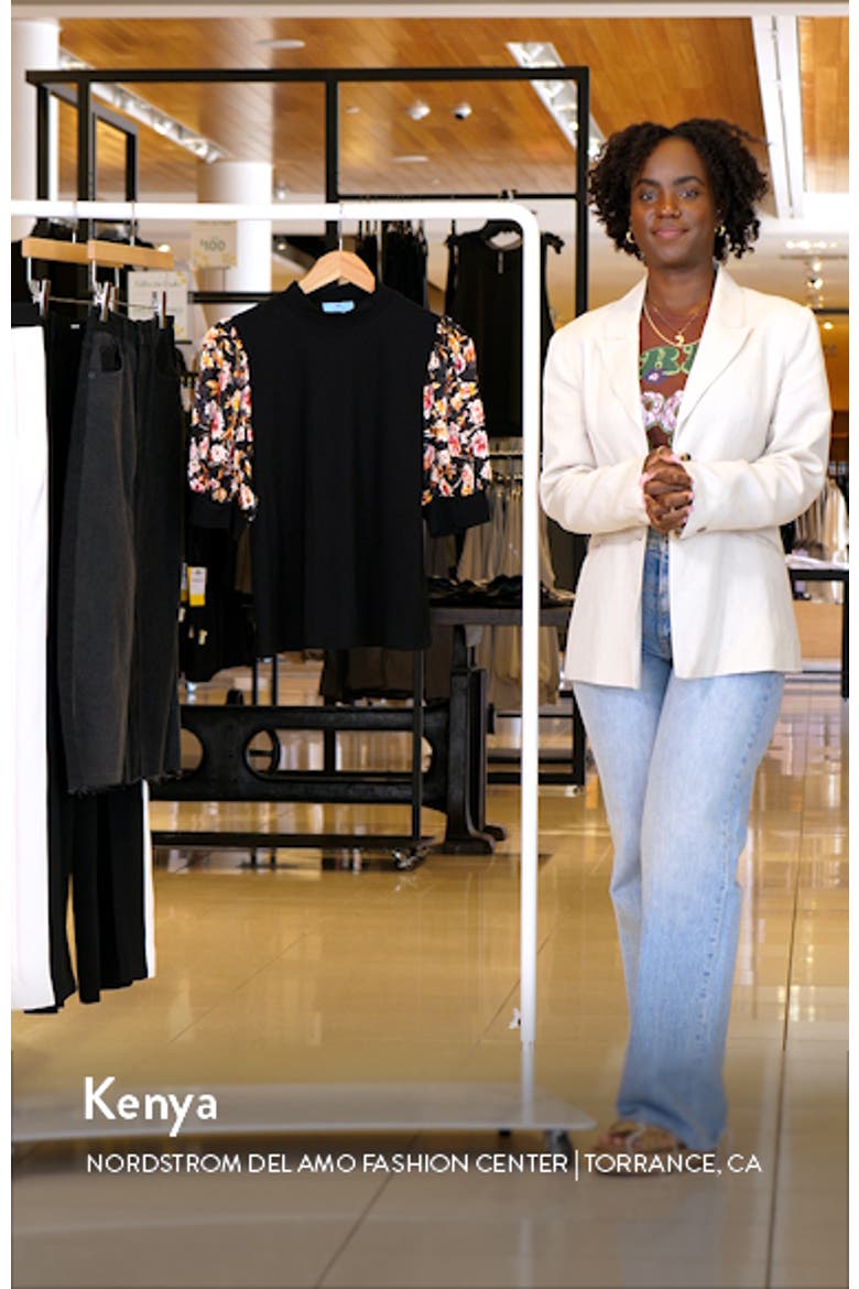 Floral Puff Sleeve Mock Neck Top video