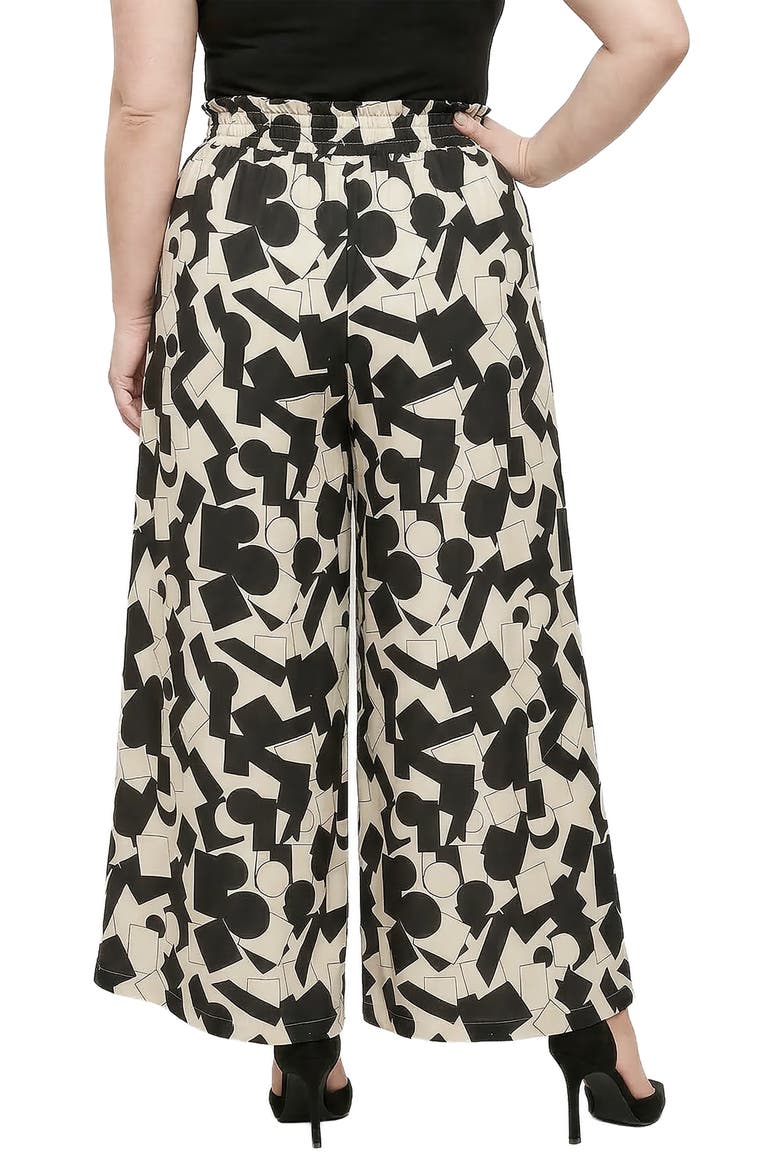 Drawstring Waist Wide Leg Pants, Alternate, color, BLACK ECRU