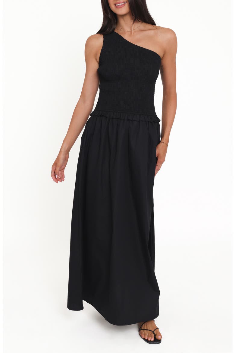 Myla One-Shoulder Maxi Dress, Main, color, BLACK