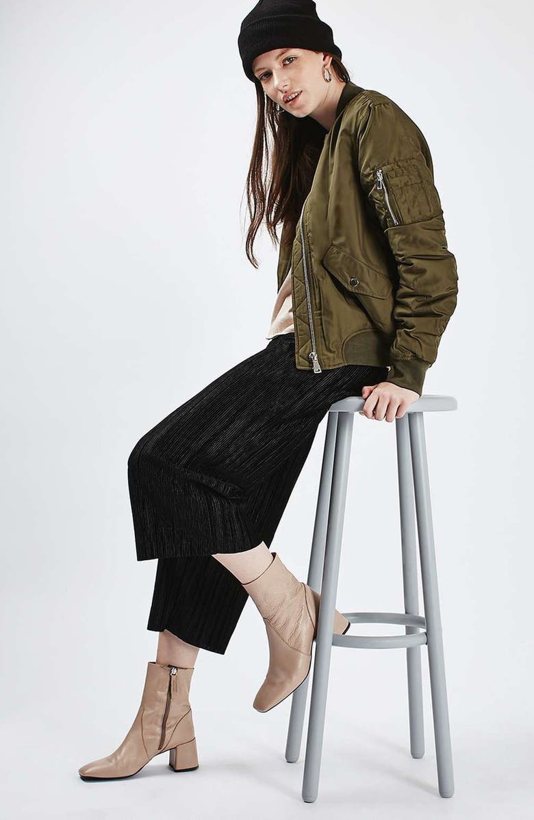 Topshop Leopard Lined Bomber Jacket, Alternate, color, 