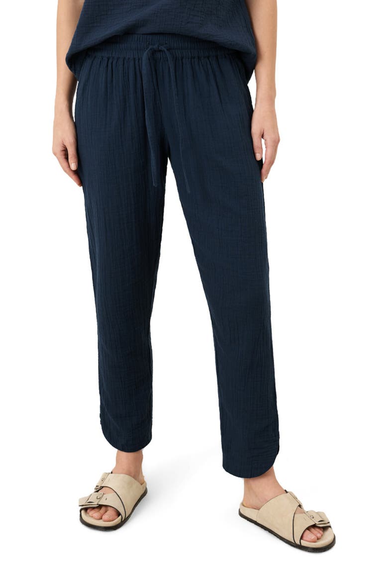 Organic Cotton Coastal Double Gauze Tapered Pull-On Pant, Alternate, color, Navy Blue