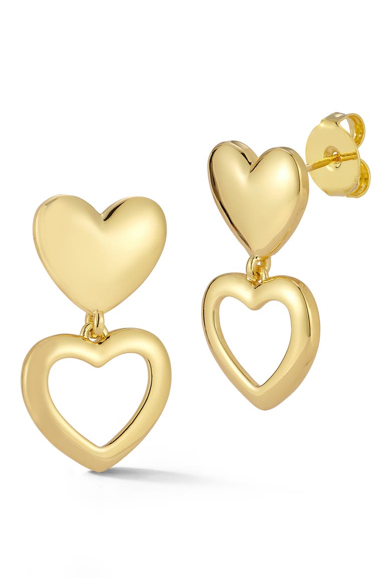 Heart Drop Earrings, Main, color, GOLD