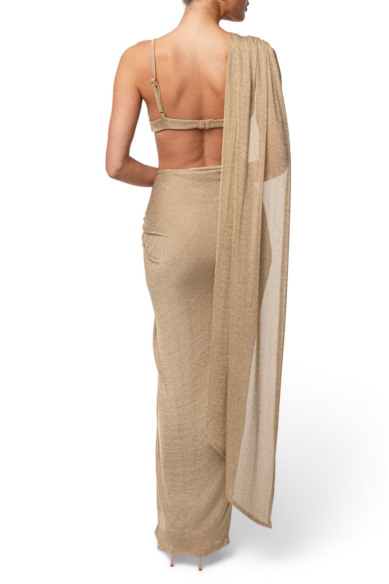 Noelia Metallic Maxi Sweater Skirt, Alternate, color, GOLD