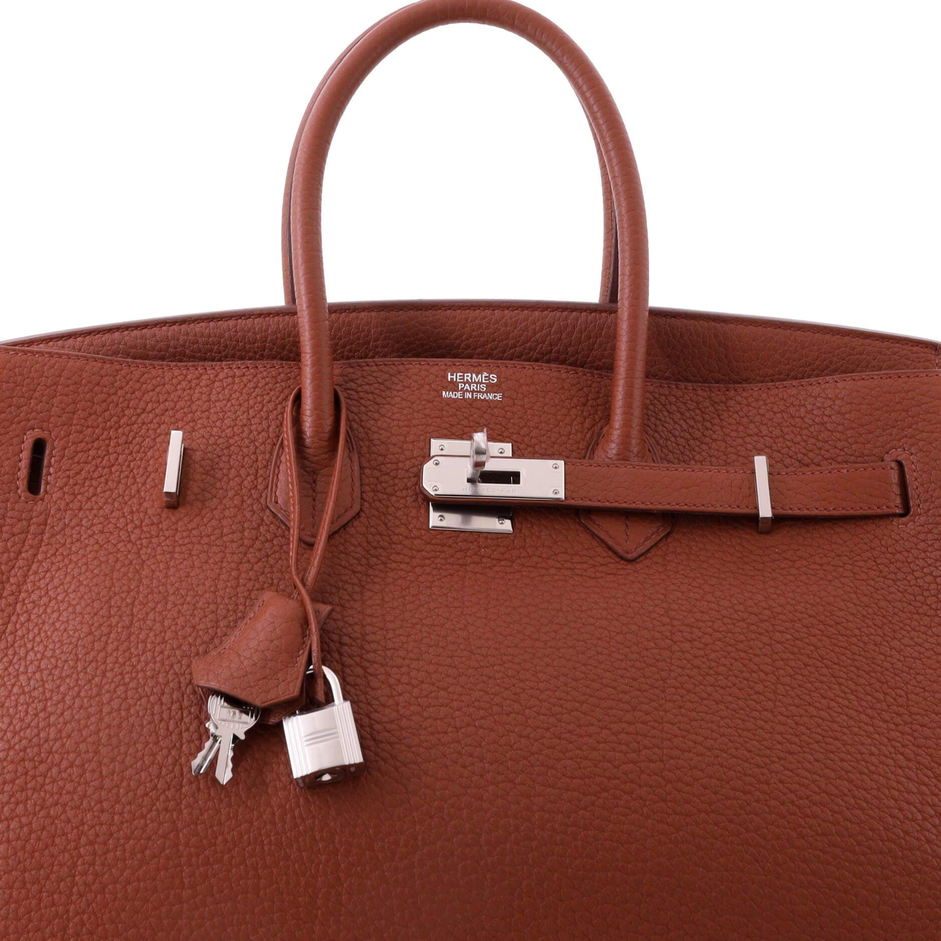 Pre-Owned Hermes Birkin Handbag Brown Fjord with Palladium Hardware 35, Alternate, color, Sienne