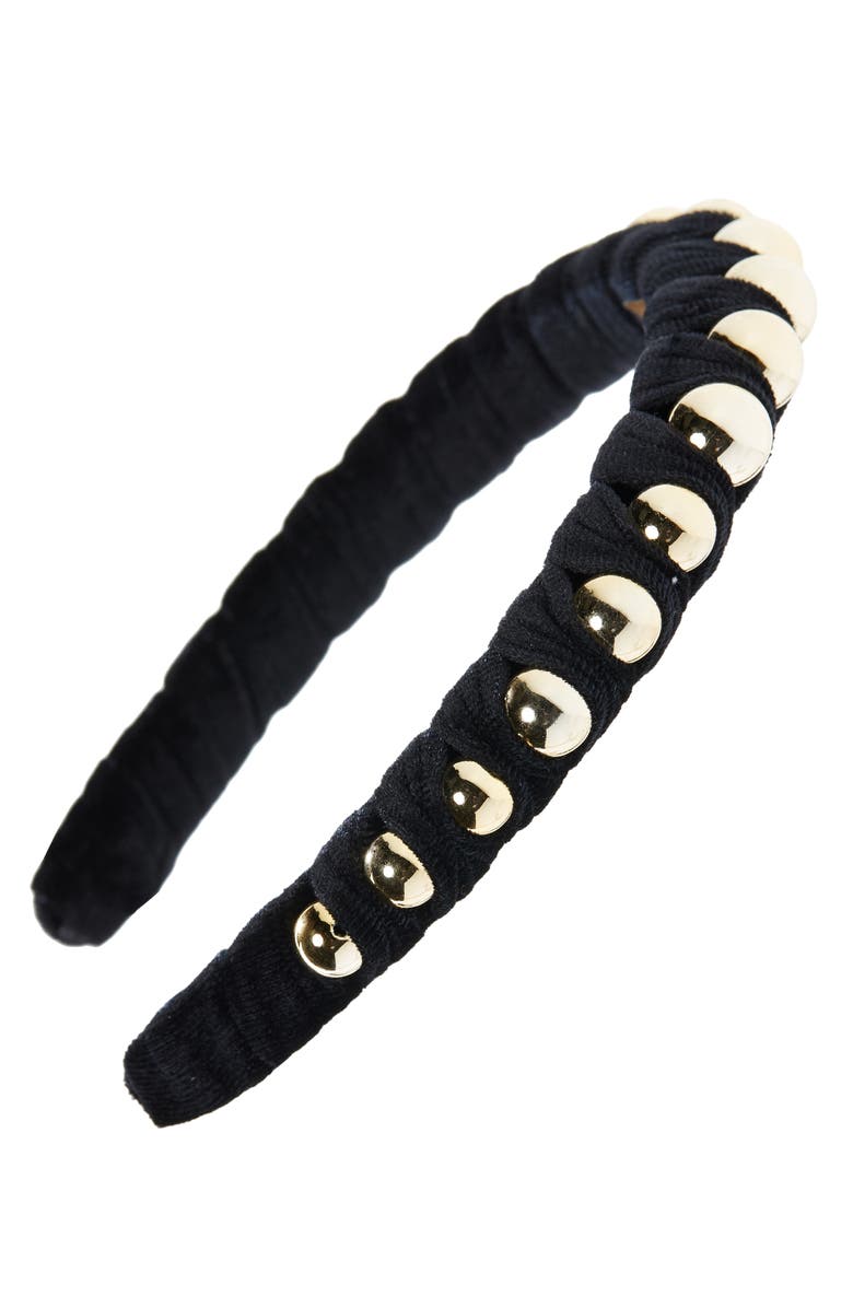 Tasha Natasha Beaded Velvet Headband, Main, color, 
