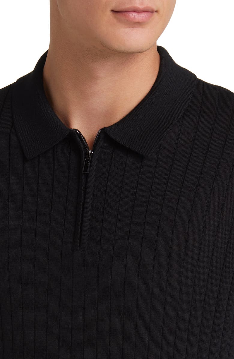 Emporio Armani Virgin Wool Rib Quarter Zip Sweater, Alternate, color, 