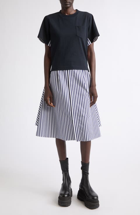 Stripe T-Shirt Overlay Shirtdress
