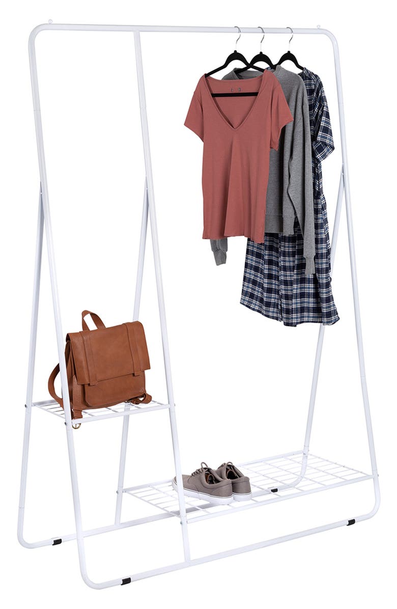 HONEY-CAN-DO Shelved Garment Rack, Alternate, color, White