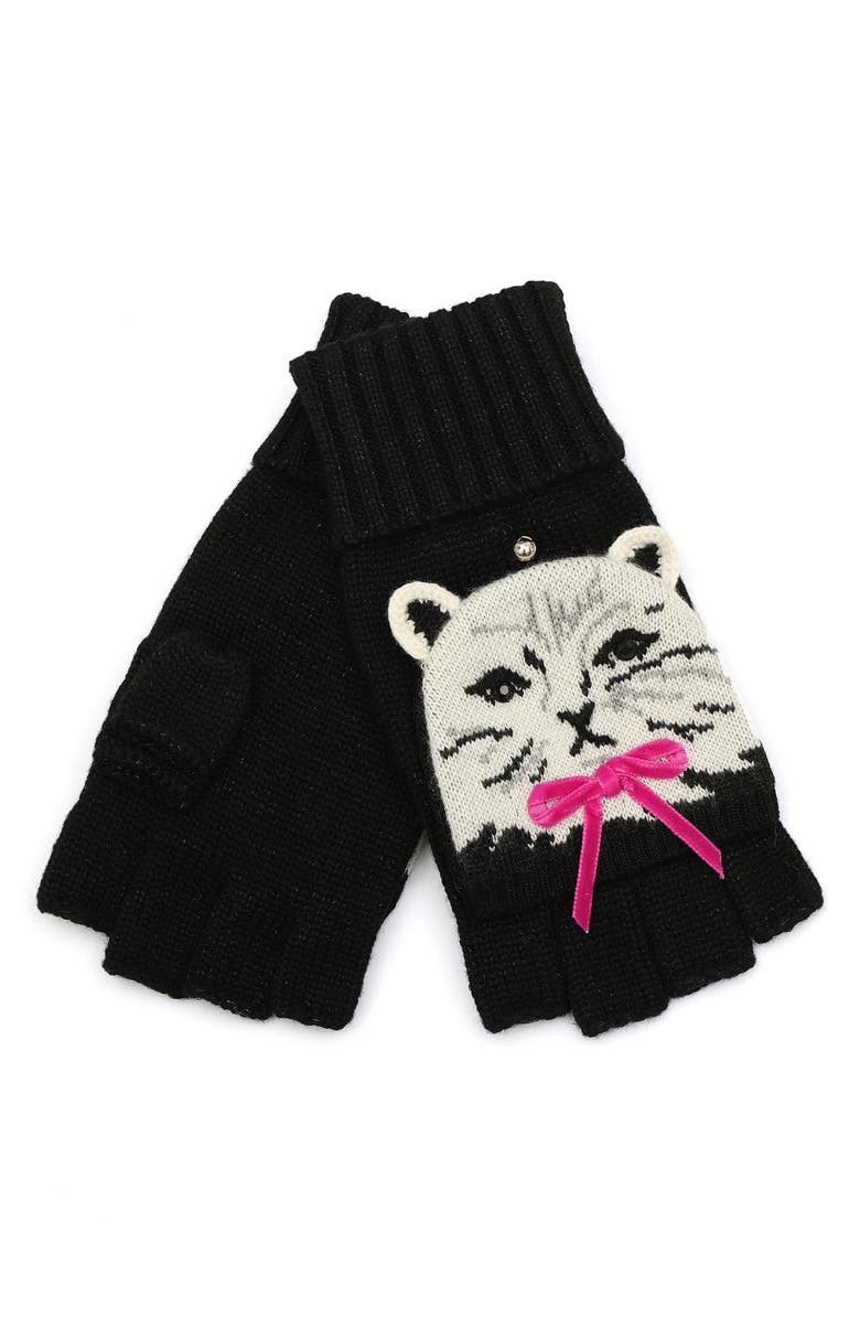 Kate Spade New York pretty kitty pop top wool blend mittens, Alternate, color, 