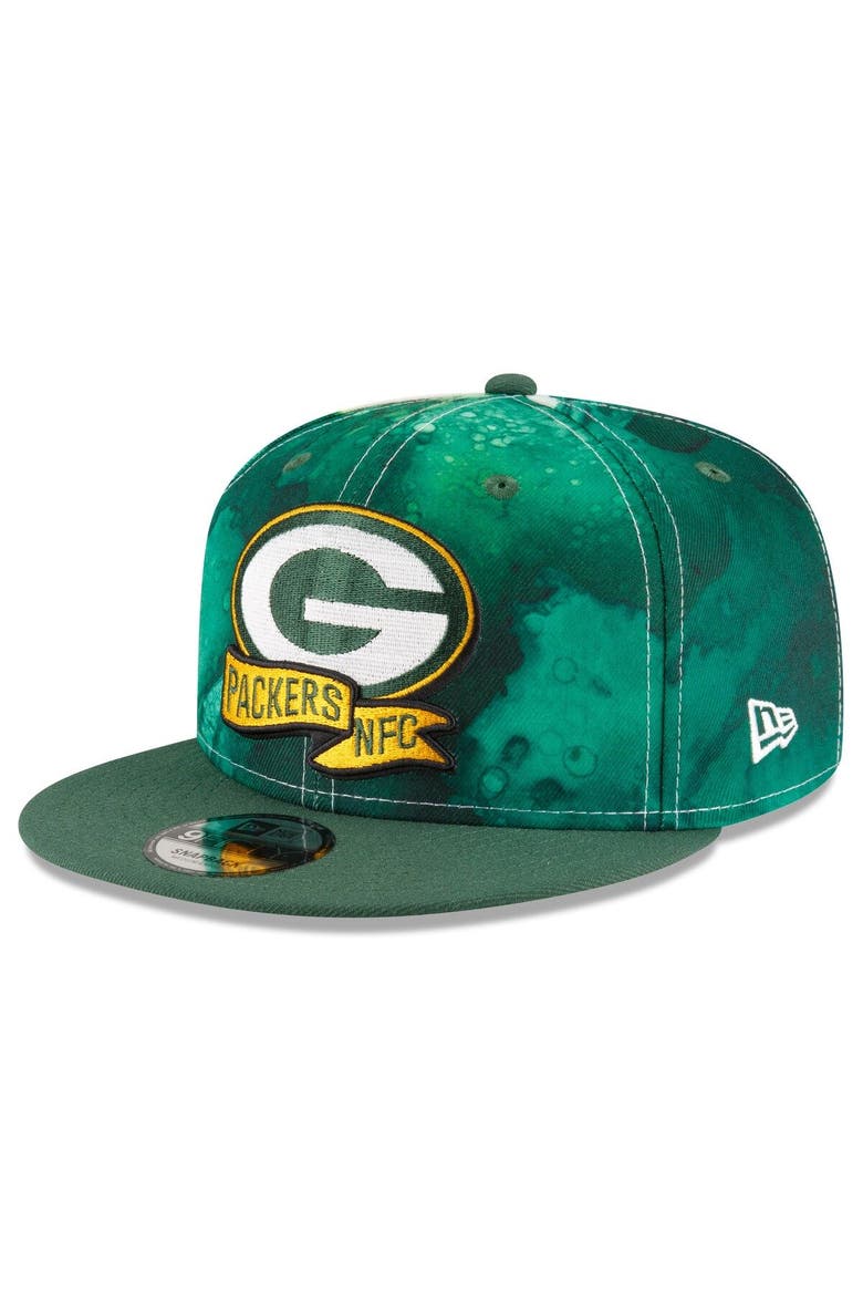 Men's New Era  Green Bay Packers 2022 Sideline 9FIFTY Ink Dye Snapback Hat, Alternate, color, Green