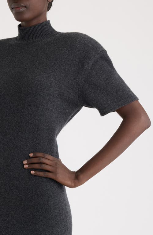Jacquemus Grey High Neck Dress With Back Application In Wool Woman In Black