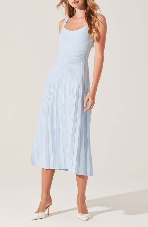 Astr The Label Aylin Pleated Sweater Midi Dress In Blue