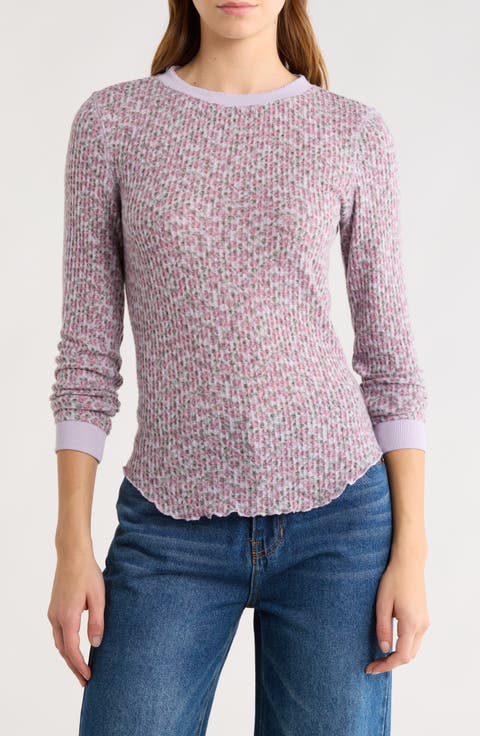 Long Sleeve Waffle Knit Top