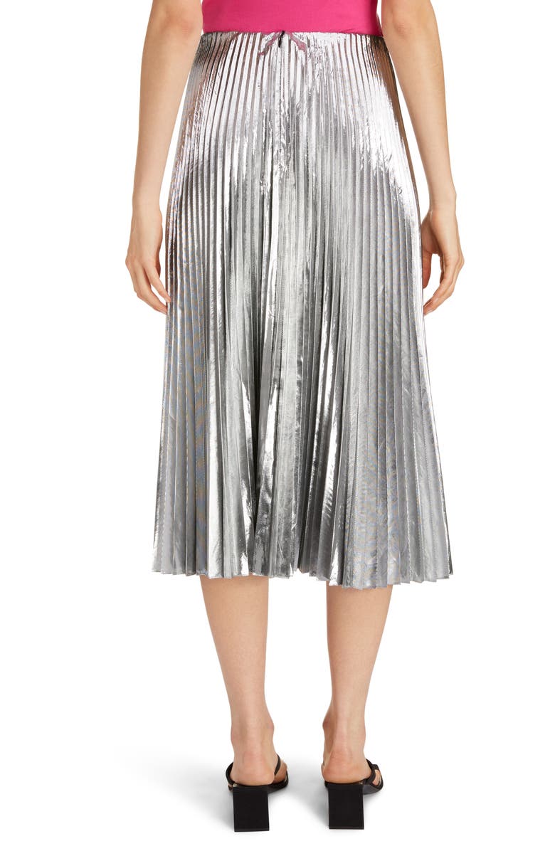 Balenciaga Metallic Pleated Wool Blend Midi Skirt, Alternate, color, 