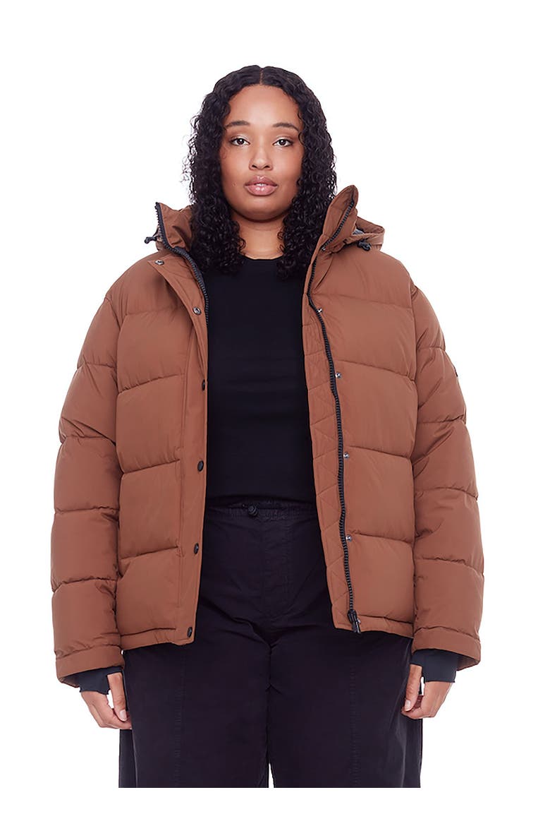 FORILLON PLUS SIZE - Vegan Down Short Quilted Puffer Jacket, Main, color, MAPLE