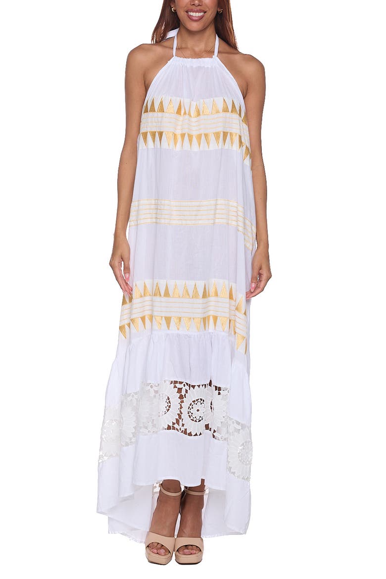 Halter Cotton Maxi Sundress, Main, color, WHITE