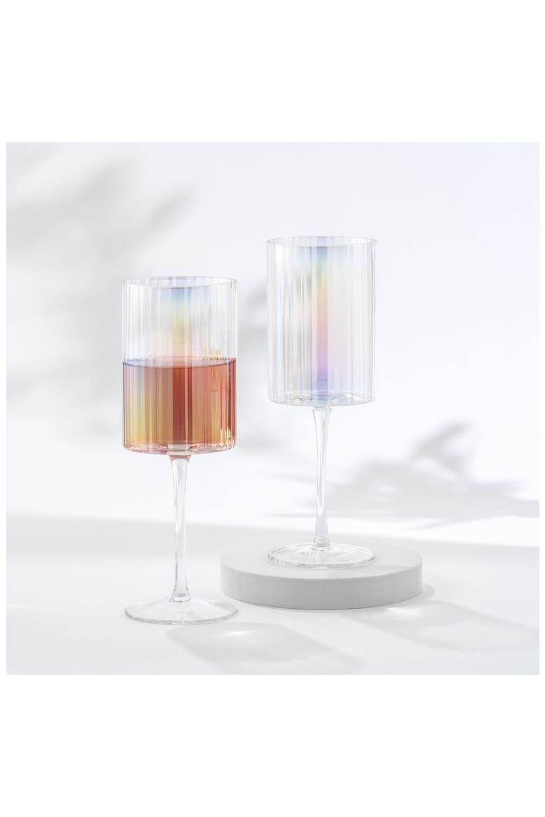 Christian Siriano Set of 2 Stunning Chroma Iridescent Wine Glasses, Alternate, color, CLEAR