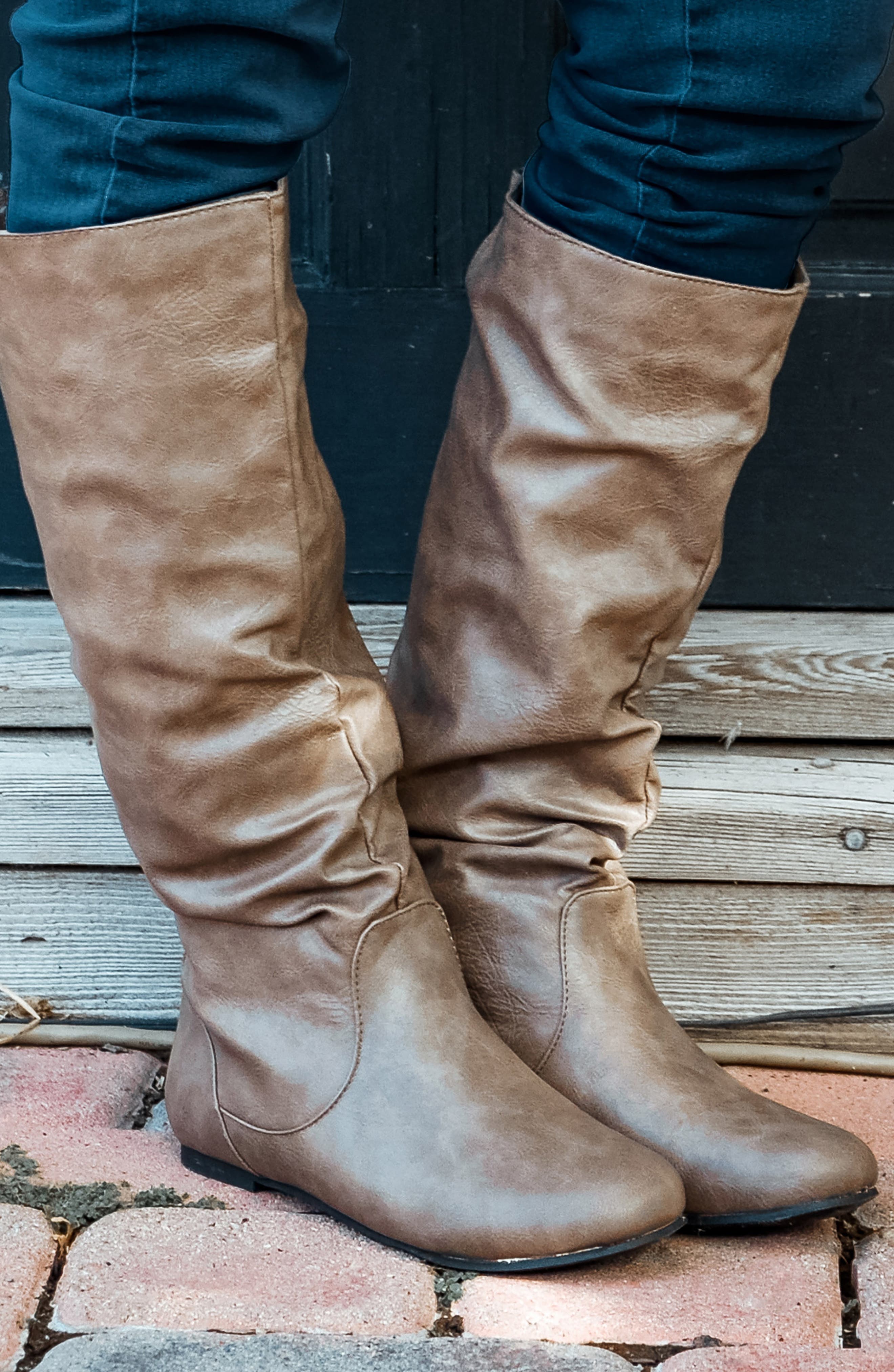 JOURNEE Jayne Ruched Tall Boot, Alternate, color, TAUPE
