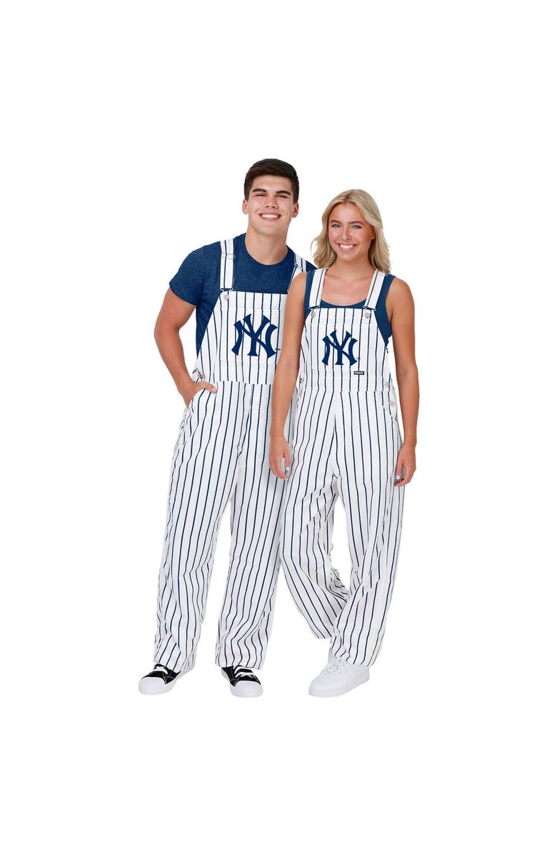 FOCO Men's FOCO  White New York Yankees Pinstripe Bib Overalls, Alternate, color, White
