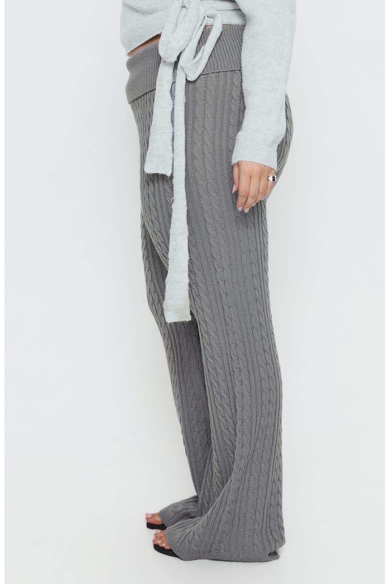 Baleigh Cable Stitch Foldover Pants, Alternate, color, GREY