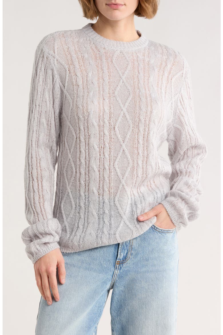 Isabella Loose Cable Knit Sweater, Main, color, NIMBUS