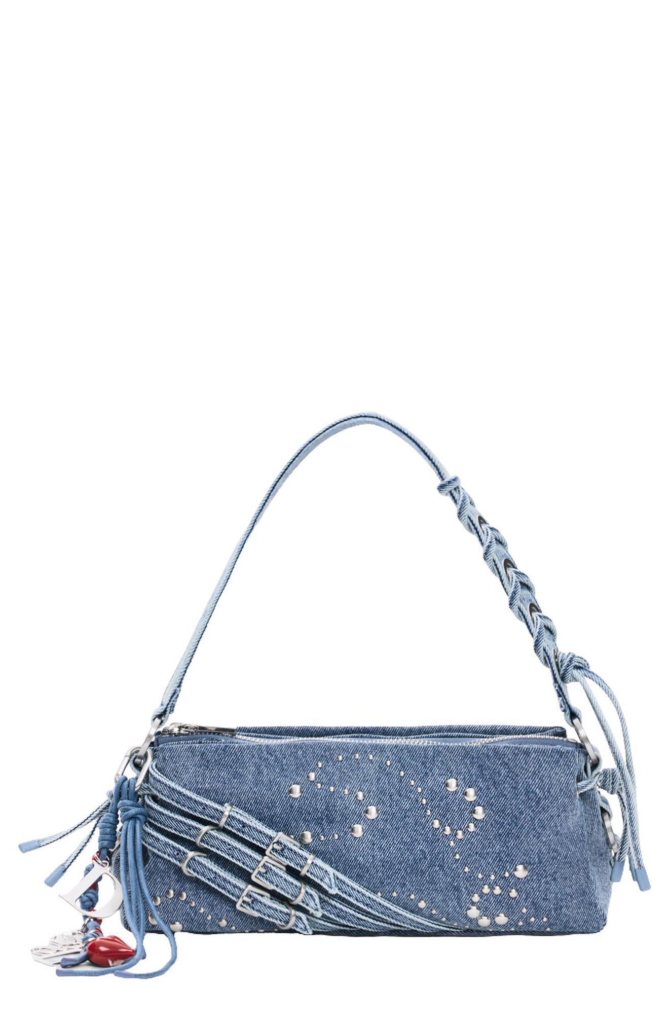 Small Denim Shoulder Bag, Main, color, LIGHT BLUE