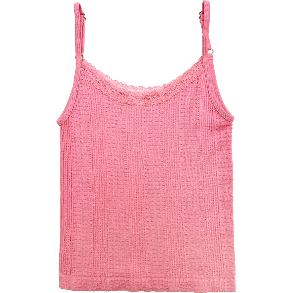 Suzette Collection Kids' Lace Trim Textured Camisole In Pink