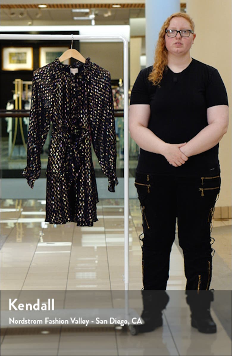 Kerina Metallic Tie Waist Long Sleeve Dress, sales video thumbnail