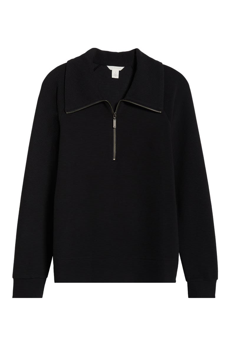 Ottoman Half Zip Pullover, Alternate, color, BLACK