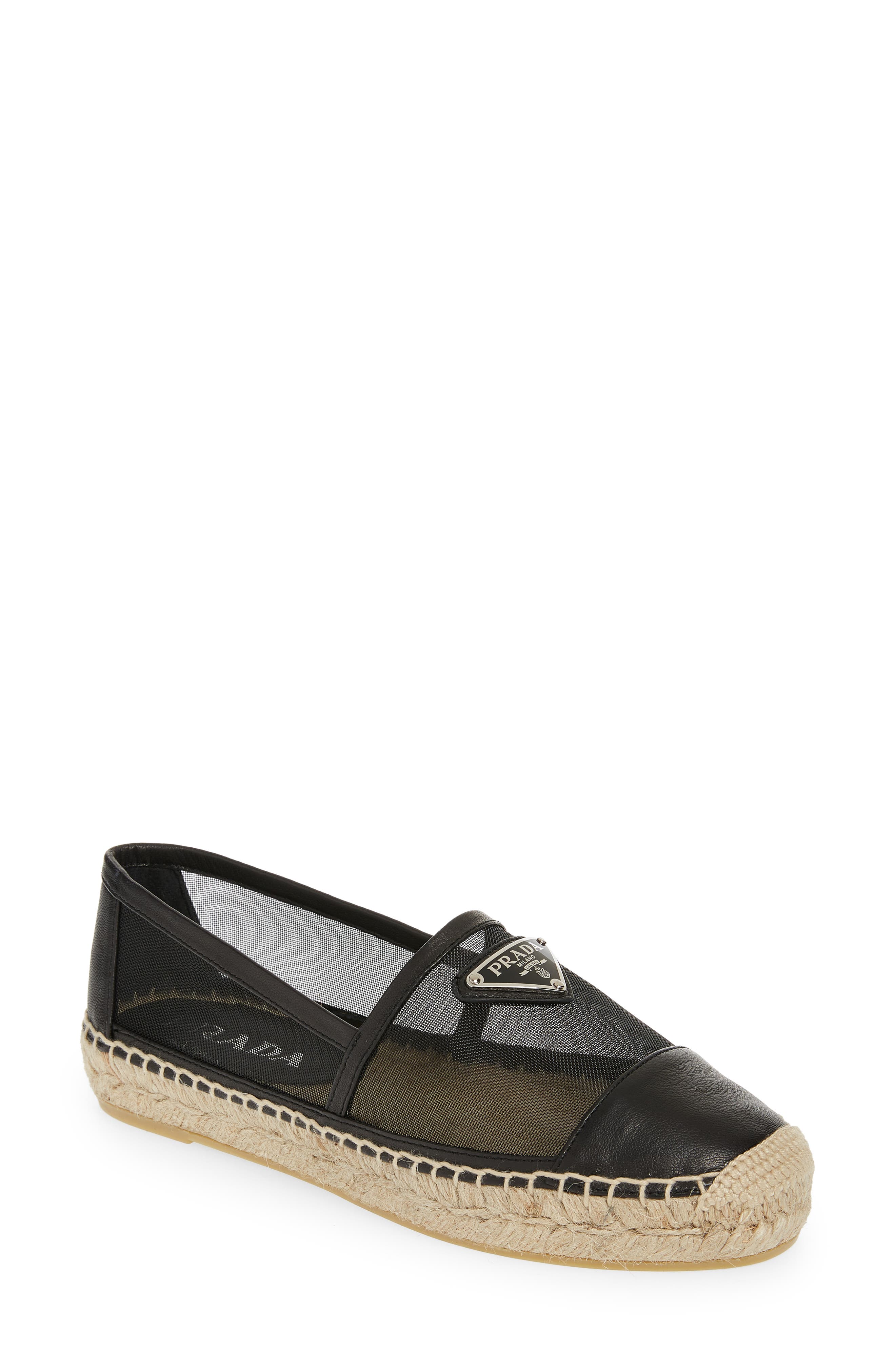 Prada Mesh Espadrille Flat, Main, color, 